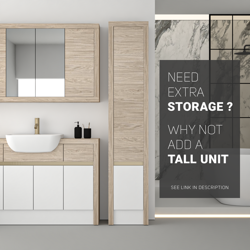 SEVI NORDIC OAK / WHITE MATT BASE UNITS BATHROOM FITTED FURNITURE