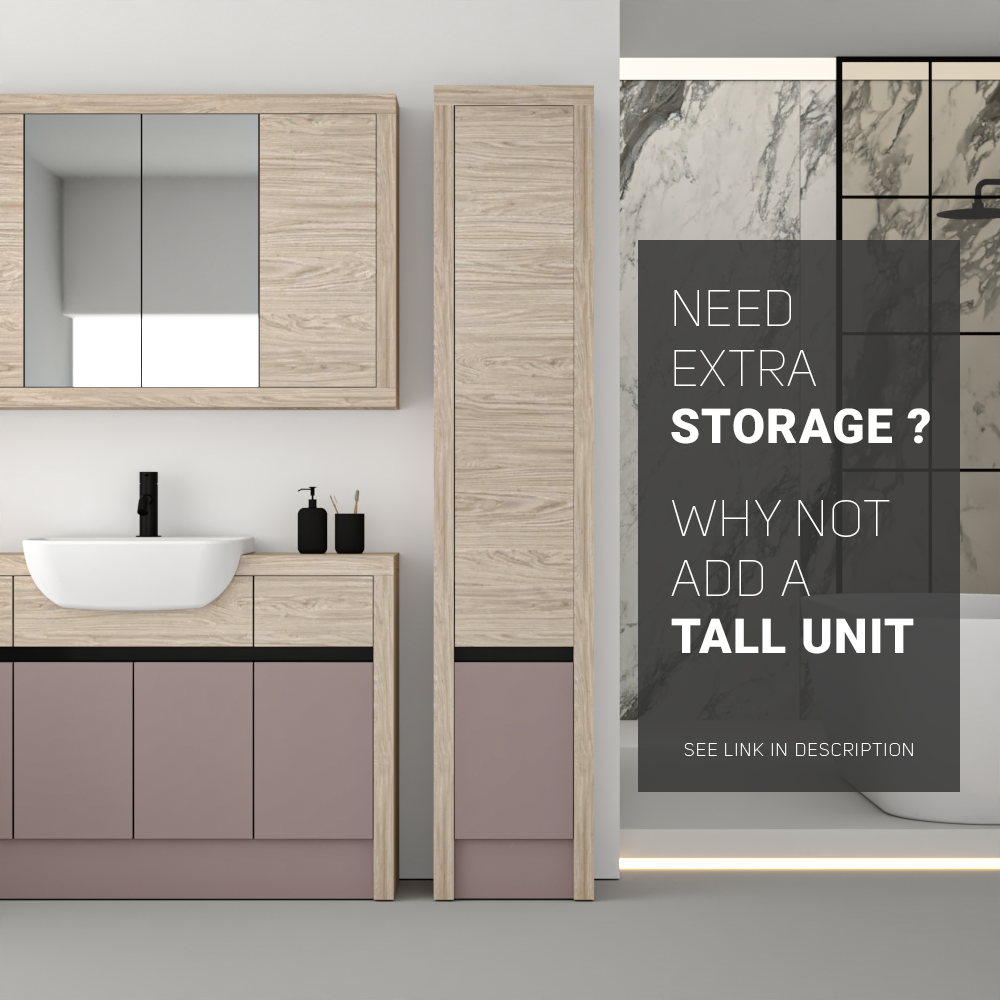 SEVI NORDIC OAK / DUST PINK MATT BASE UNITS BATHROOM FITTED FURNITURE