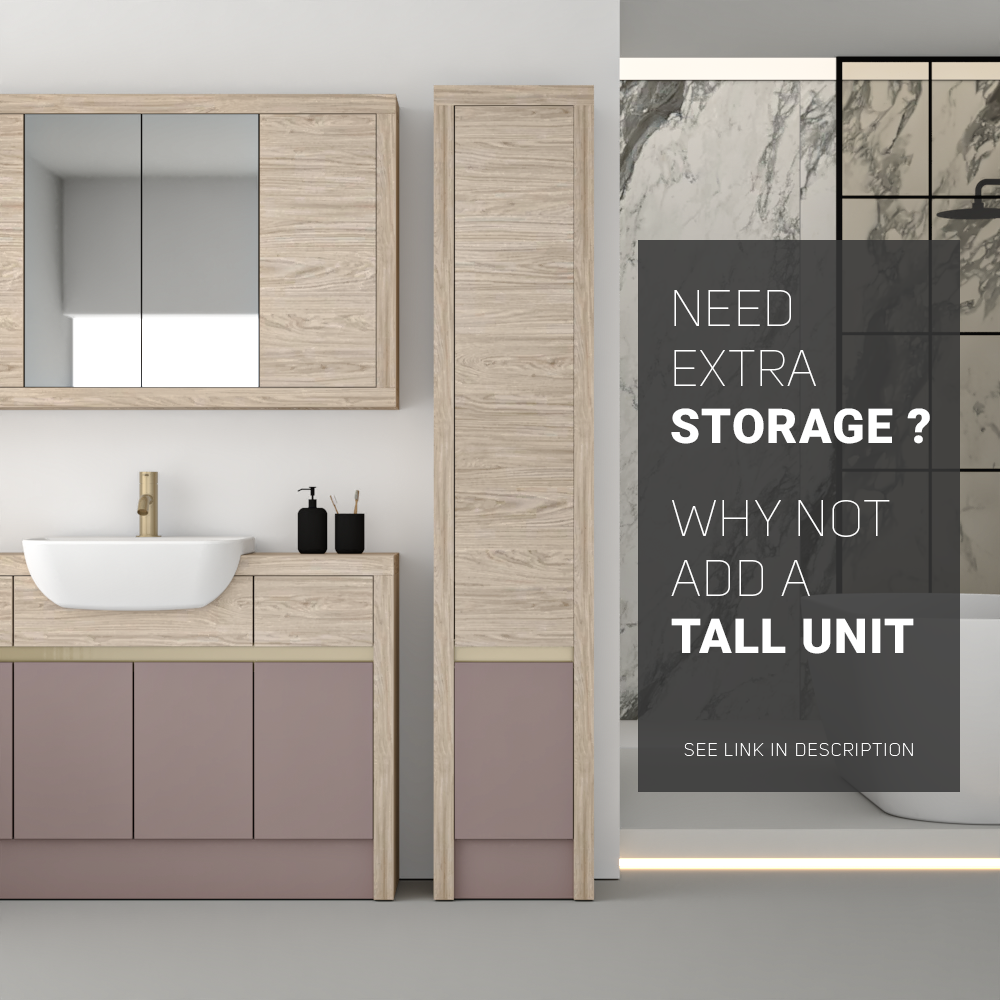 SEVI NORDIC OAK / DUST PINK MATT BASE UNITS BATHROOM FITTED FURNITURE