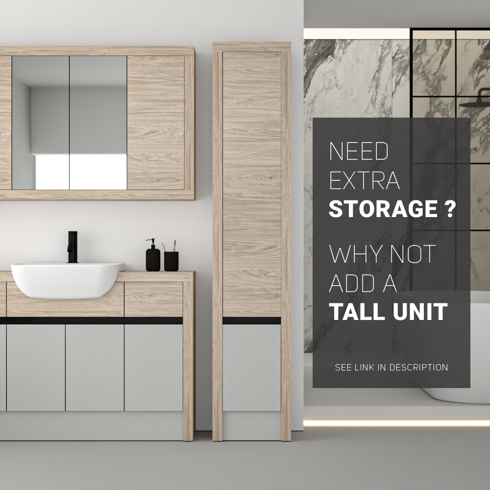 SEVI NORDIC OAK / LIGHT GREY MATT BASE UNITS BATHROOM FITTED FURNITURE