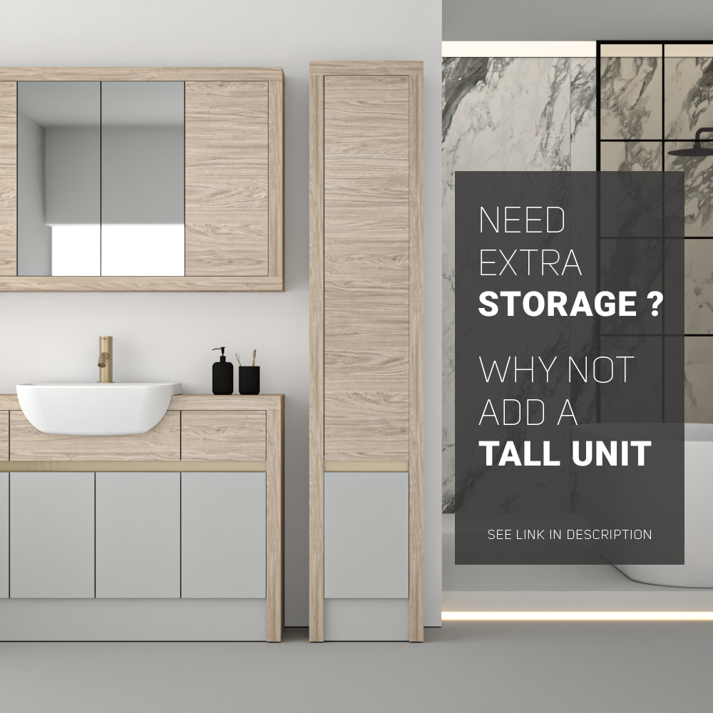 SEVI NORDIC OAK / LIGHT GREY MATT BASE UNITS BATHROOM FITTED FURNITURE