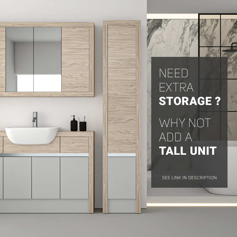 SEVI NORDIC OAK / LIGHT GREY MATT BASE UNITS BATHROOM FITTED FURNITURE