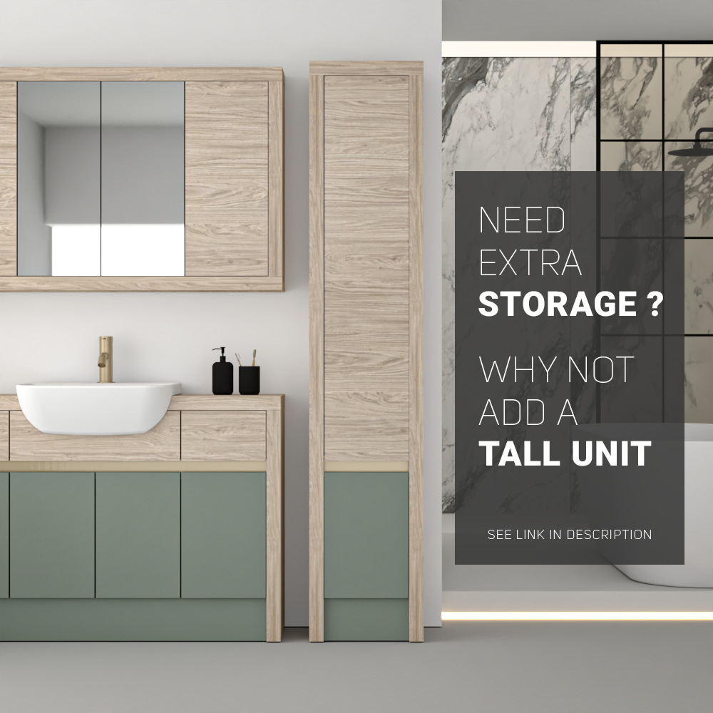 SEVI NORDIC OAK / REED GREEN MATT BASE UNITS BATHROOM FITTED FURNITURE