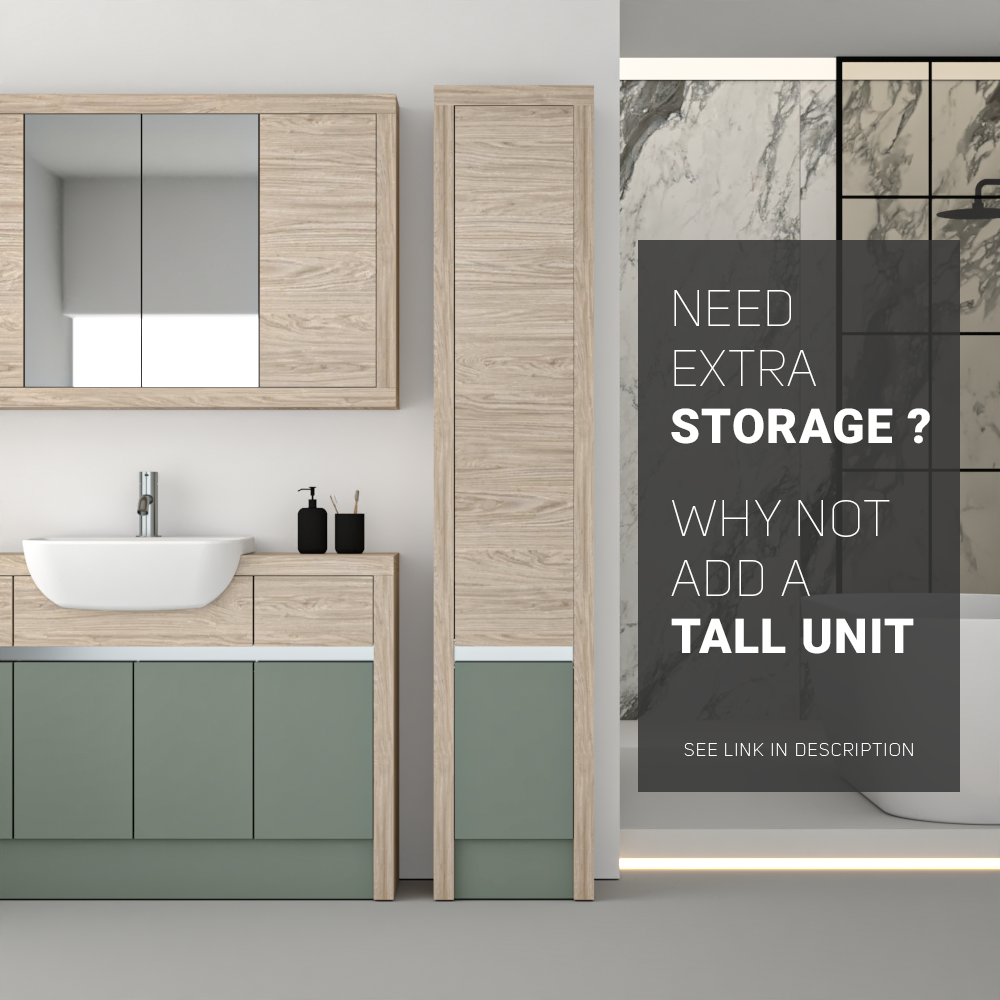 SEVI NORDIC OAK / REED GREEN MATT BASE UNITS BATHROOM FITTED FURNITURE