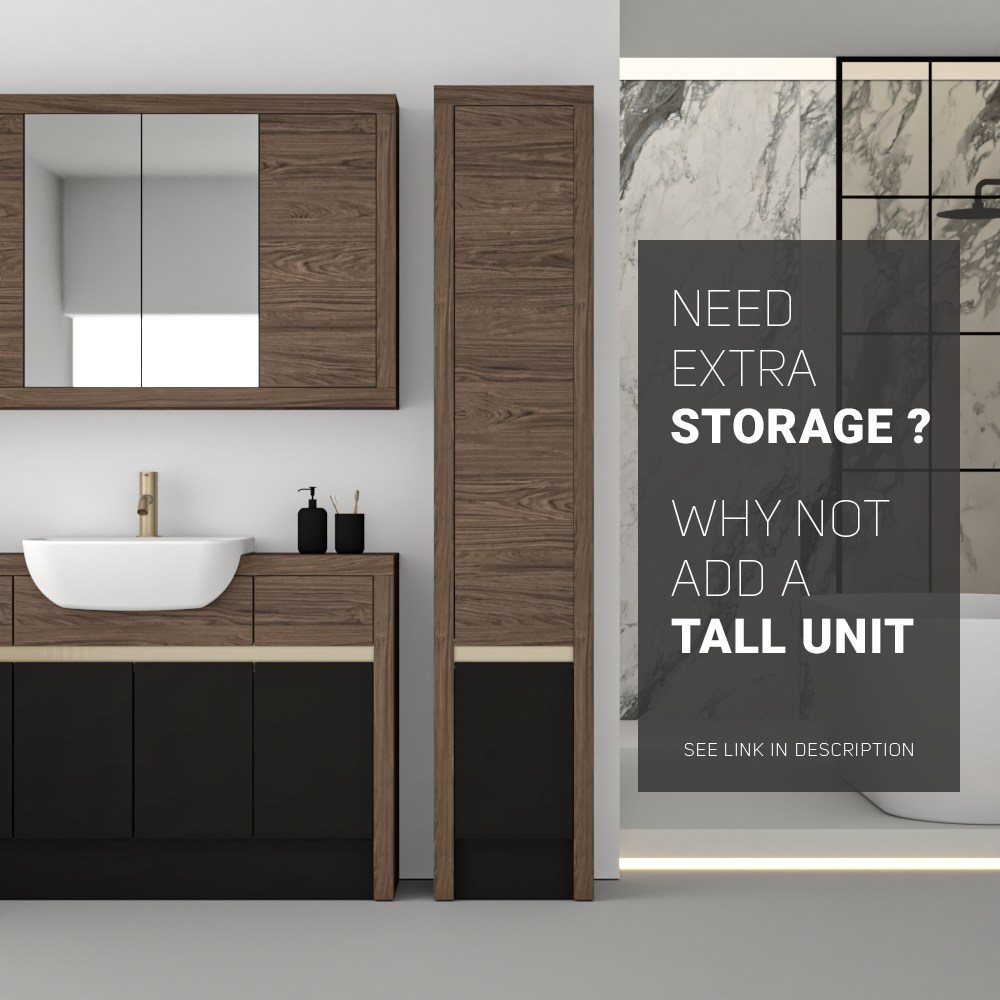 SEVI NORDIC CHESTNUT / BLACK MATT BASE UNITS BATHROOM FITTED FURNITURE