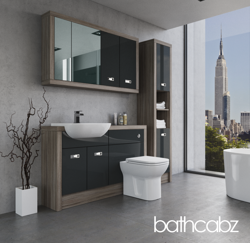 ATHENA DRIFTWOOD BASE, WALL & TALL UNIT BATHROOM FITTED FURNITURE