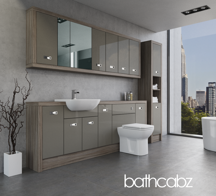 ATHENA DRIFTWOOD BASE, WALL & TALL UNIT BATHROOM FITTED FURNITURE