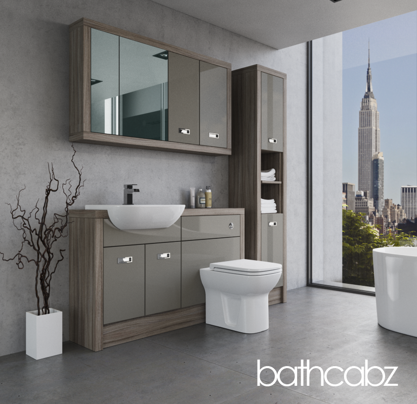 ATHENA DRIFTWOOD BASE, WALL & TALL UNIT BATHROOM FITTED FURNITURE
