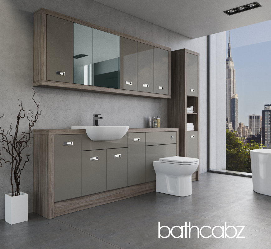 ATHENA DRIFTWOOD BASE, WALL & TALL UNIT BATHROOM FITTED FURNITURE