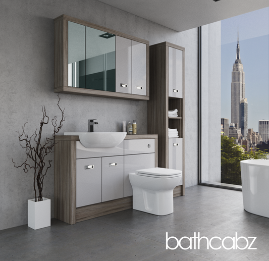 ATHENA DRIFTWOOD BASE, WALL & TALL UNIT BATHROOM FITTED FURNITURE