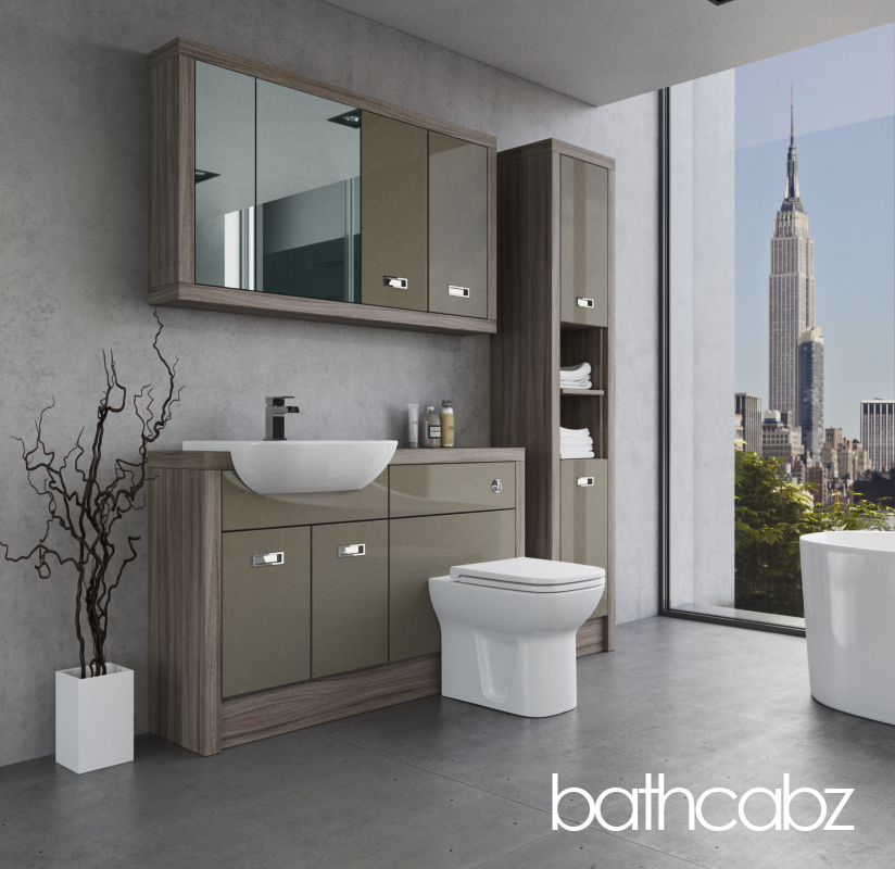 ATHENA DRIFTWOOD BASE, WALL & TALL UNIT BATHROOM FITTED FURNITURE