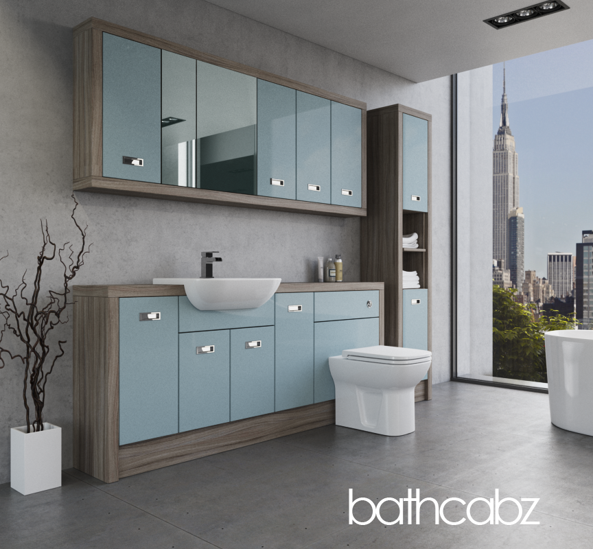 ATHENA DRIFTWOOD BASE, WALL & TALL UNIT BATHROOM FITTED FURNITURE