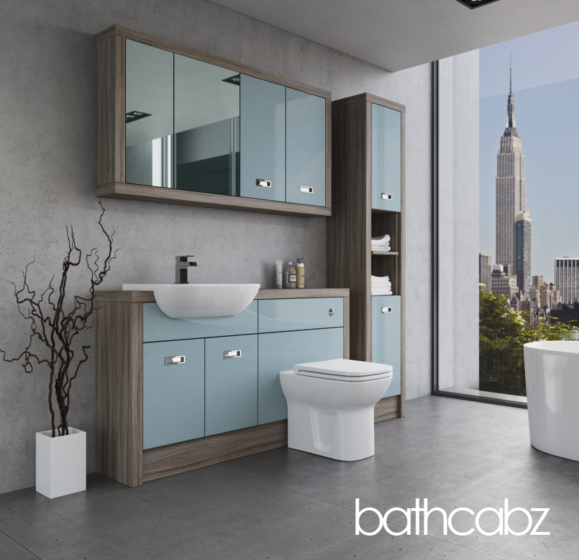 ATHENA DRIFTWOOD BASE, WALL & TALL UNIT BATHROOM FITTED FURNITURE