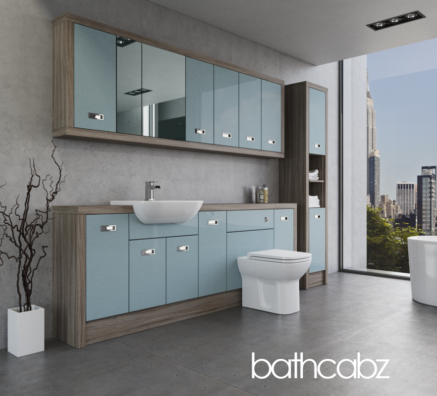 ATHENA DRIFTWOOD BASE, WALL & TALL UNIT BATHROOM FITTED FURNITURE