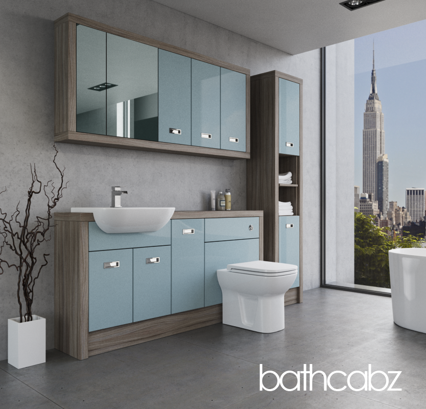 ATHENA DRIFTWOOD BASE, WALL & TALL UNIT BATHROOM FITTED FURNITURE