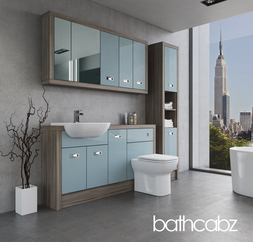 ATHENA DRIFTWOOD BASE, WALL & TALL UNIT BATHROOM FITTED FURNITURE