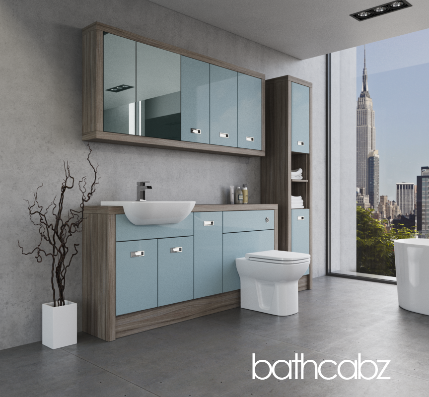 ATHENA DRIFTWOOD BASE, WALL & TALL UNIT BATHROOM FITTED FURNITURE