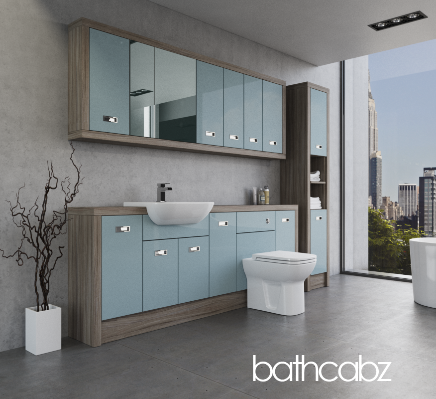 ATHENA DRIFTWOOD BASE, WALL & TALL UNIT BATHROOM FITTED FURNITURE