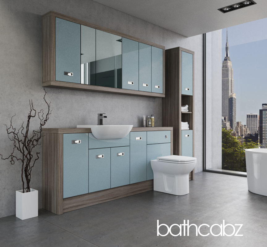 ATHENA DRIFTWOOD BASE, WALL & TALL UNIT BATHROOM FITTED FURNITURE