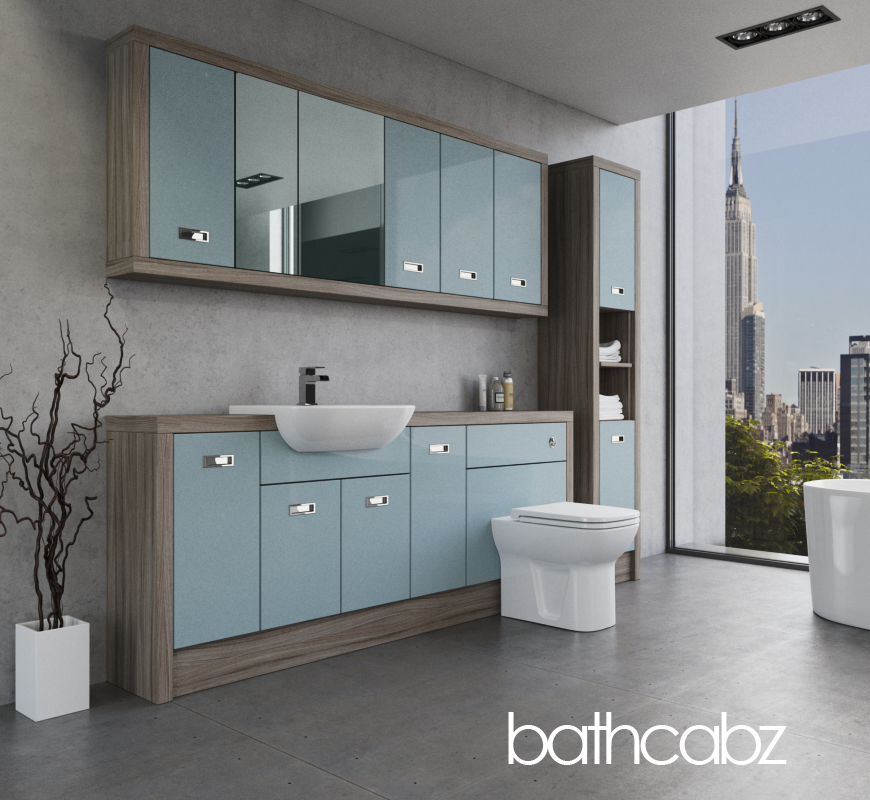 ATHENA DRIFTWOOD BASE, WALL & TALL UNIT BATHROOM FITTED FURNITURE