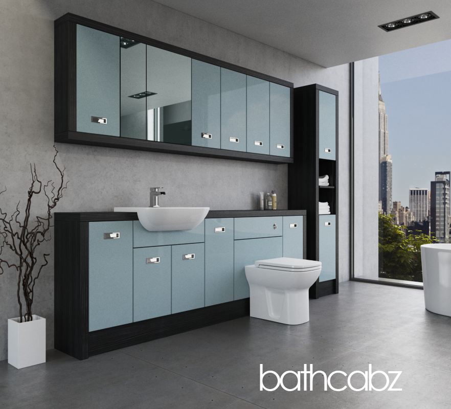 ATHENA HACIENDA BLACK BASE, WALL & TALL UNIT BATHROOM FITTED FURNITURE