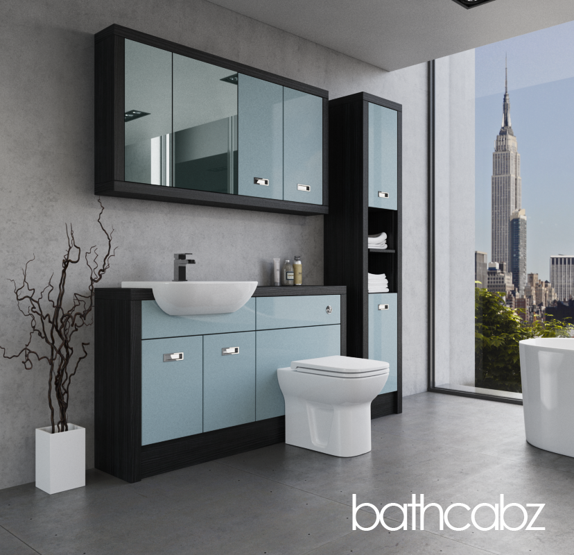 ATHENA HACIENDA BLACK BASE, WALL & TALL UNIT BATHROOM FITTED FURNITURE
