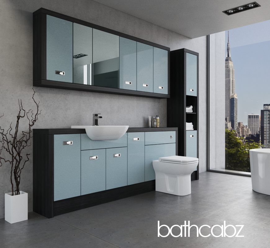 ATHENA HACIENDA BLACK BASE, WALL & TALL UNIT BATHROOM FITTED FURNITURE
