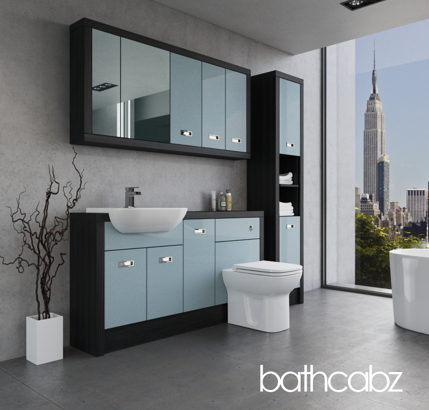 ATHENA HACIENDA BLACK BASE, WALL & TALL UNIT BATHROOM FITTED FURNITURE