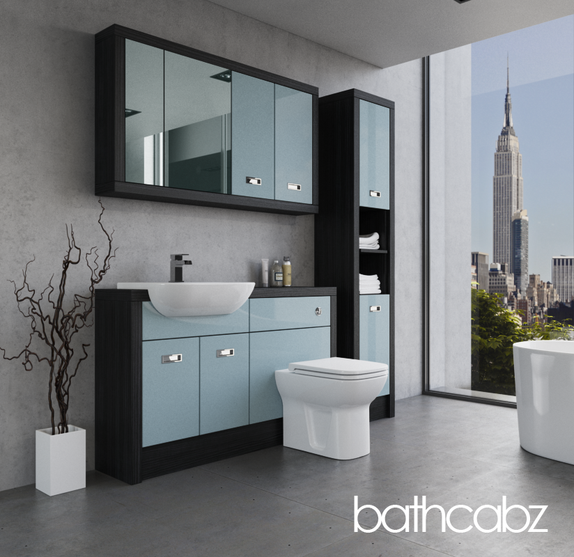 ATHENA HACIENDA BLACK BASE, WALL & TALL UNIT BATHROOM FITTED FURNITURE