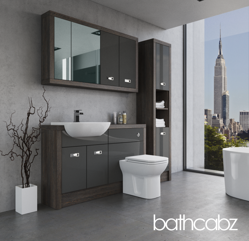 ATHENA NORWICH OAK BASE, WALL & TALL UNIT BATHROOM FITTED FURNITURE