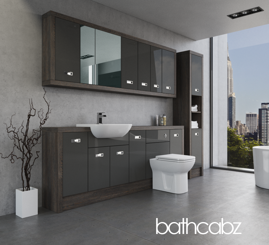 ATHENA NORWICH OAK BASE, WALL & TALL UNIT BATHROOM FITTED FURNITURE