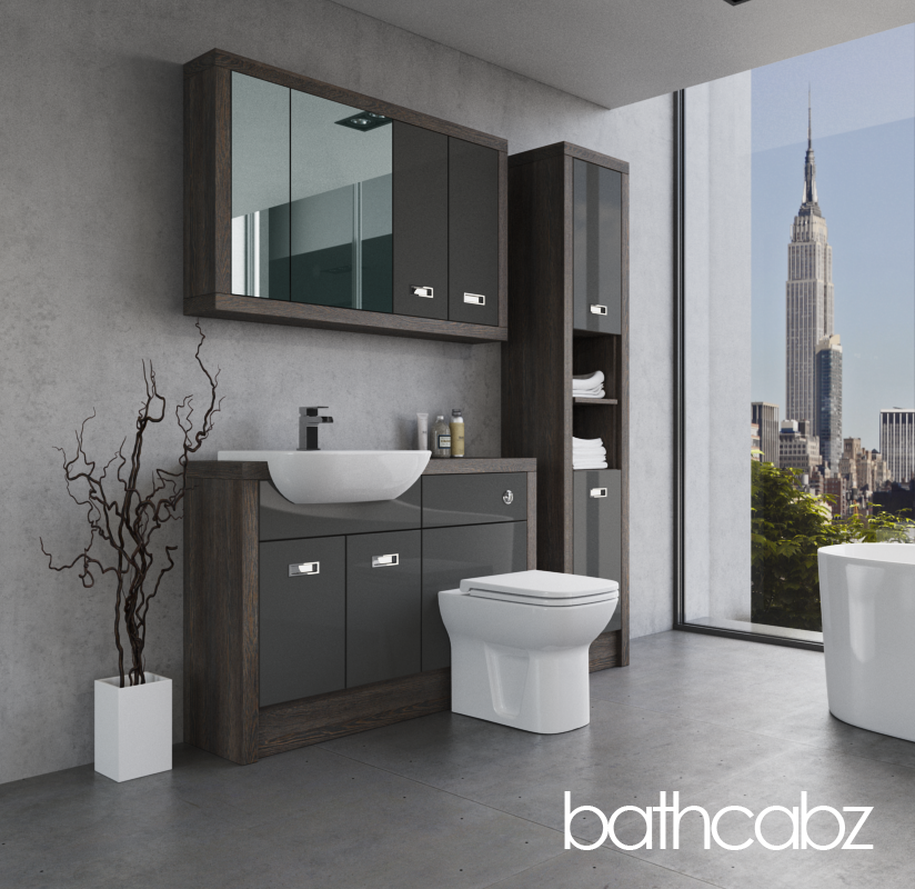 ATHENA NORWICH OAK BASE, WALL & TALL UNIT BATHROOM FITTED FURNITURE