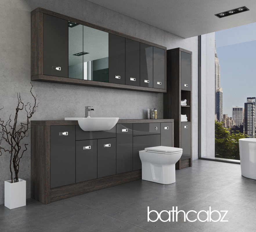 ATHENA NORWICH OAK BASE, WALL & TALL UNIT BATHROOM FITTED FURNITURE