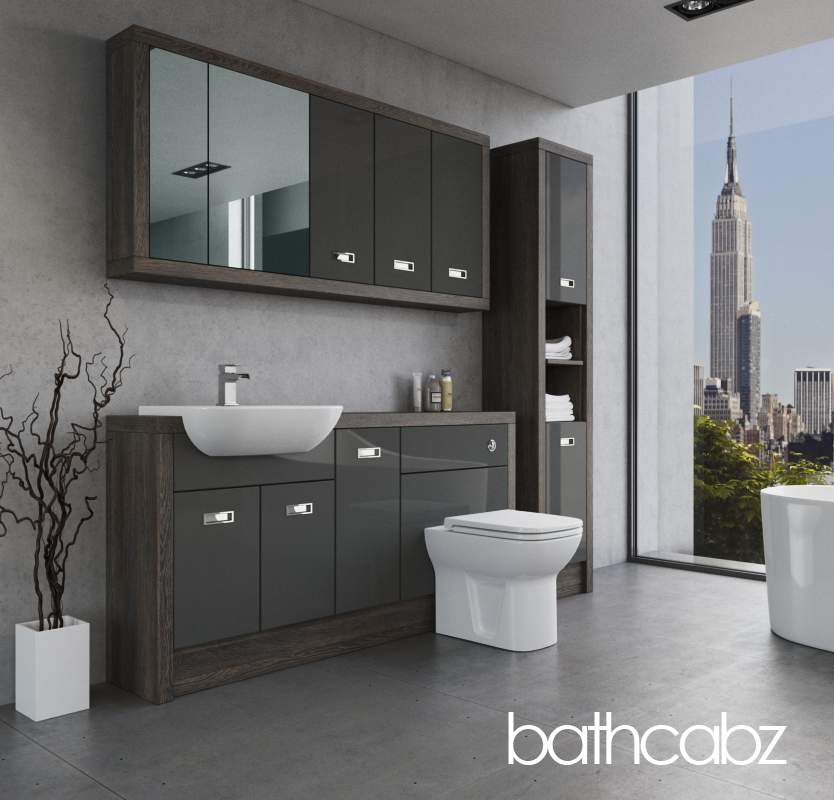 ATHENA NORWICH OAK BASE, WALL & TALL UNIT BATHROOM FITTED FURNITURE