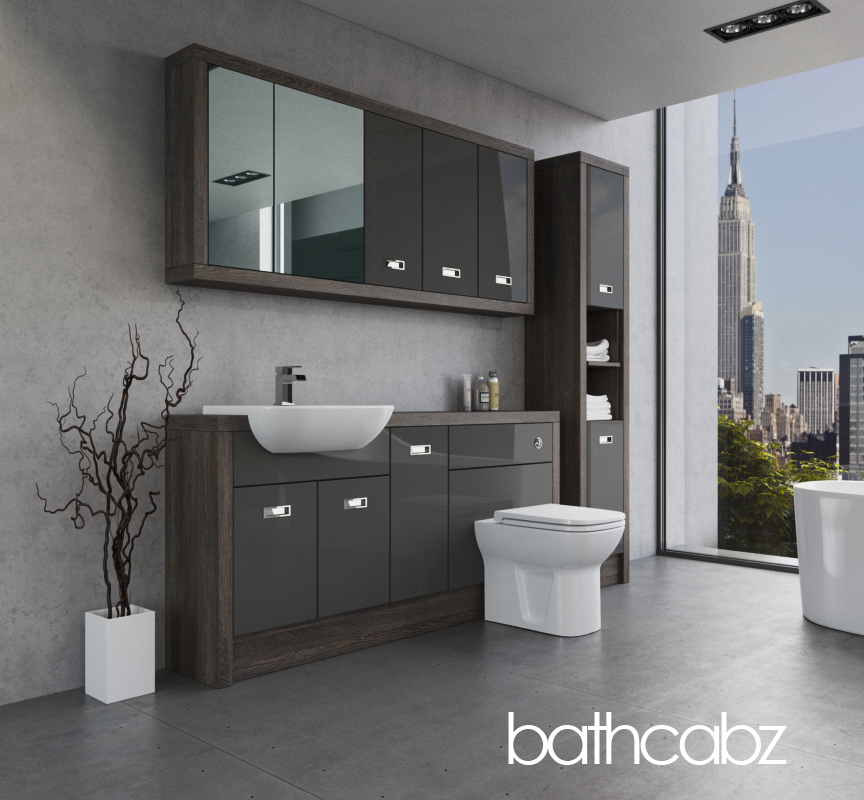 ATHENA NORWICH OAK BASE, WALL & TALL UNIT BATHROOM FITTED FURNITURE