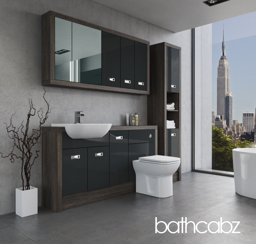 ATHENA NORWICH OAK BASE, WALL & TALL UNIT BATHROOM FITTED FURNITURE