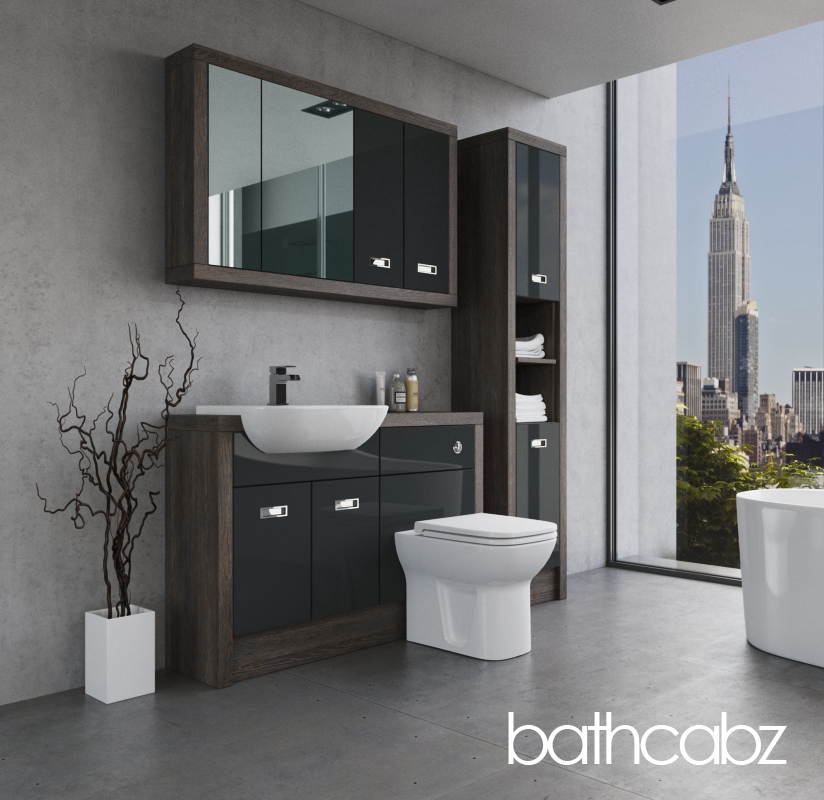 ATHENA NORWICH OAK BASE, WALL & TALL UNIT BATHROOM FITTED FURNITURE