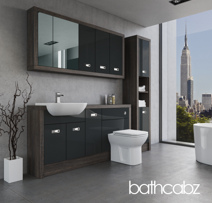 ATHENA NORWICH OAK BASE, WALL & TALL UNIT BATHROOM FITTED FURNITURE