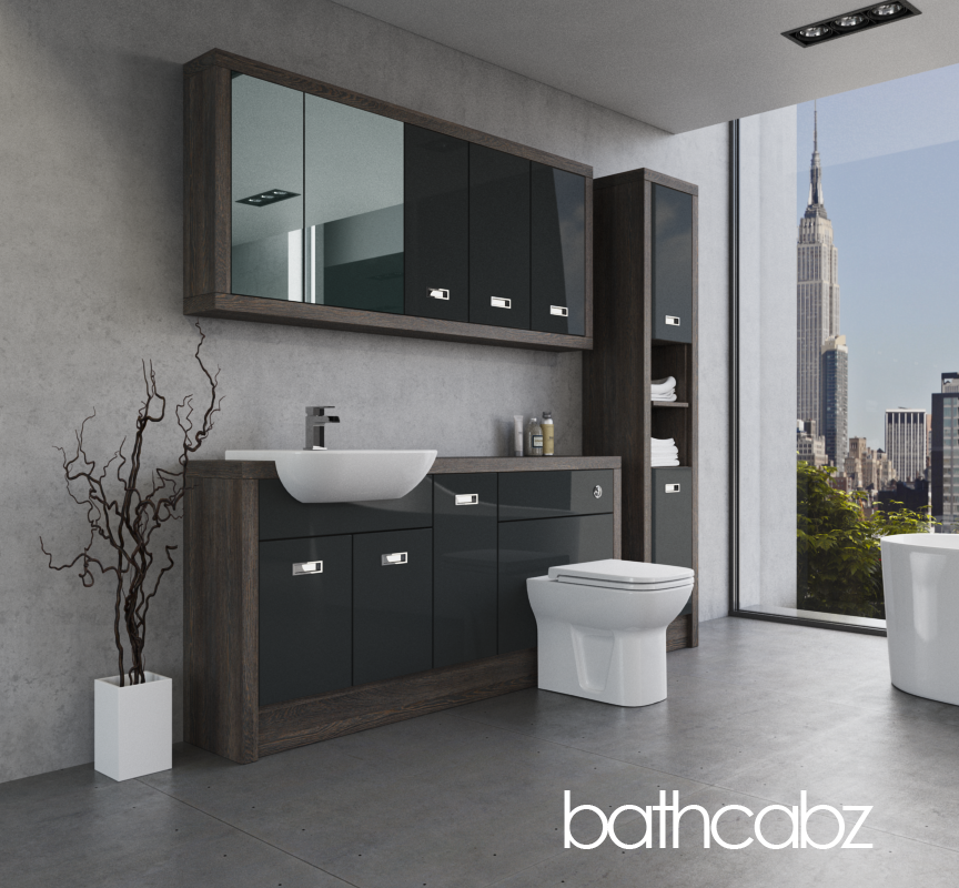 ATHENA NORWICH OAK BASE, WALL & TALL UNIT BATHROOM FITTED FURNITURE
