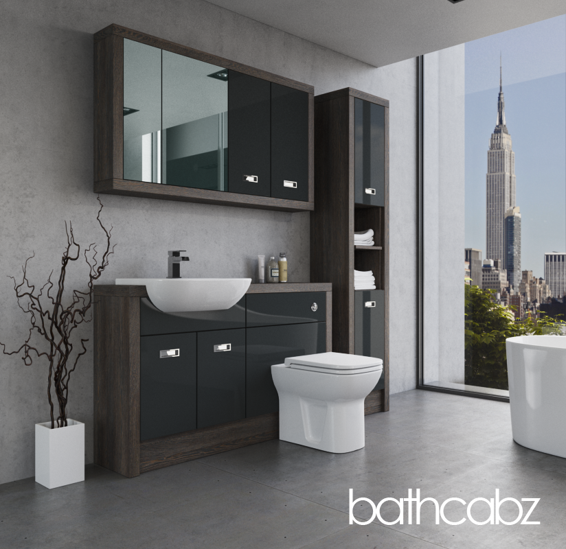 ATHENA NORWICH OAK BASE, WALL & TALL UNIT BATHROOM FITTED FURNITURE