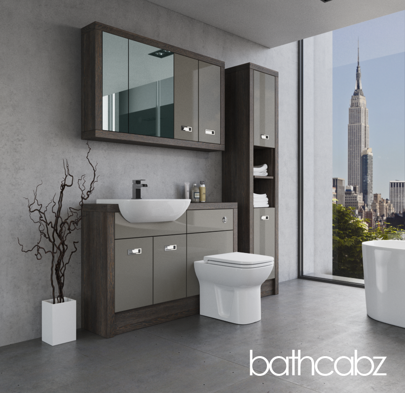 ATHENA NORWICH OAK BASE, WALL & TALL UNIT BATHROOM FITTED FURNITURE