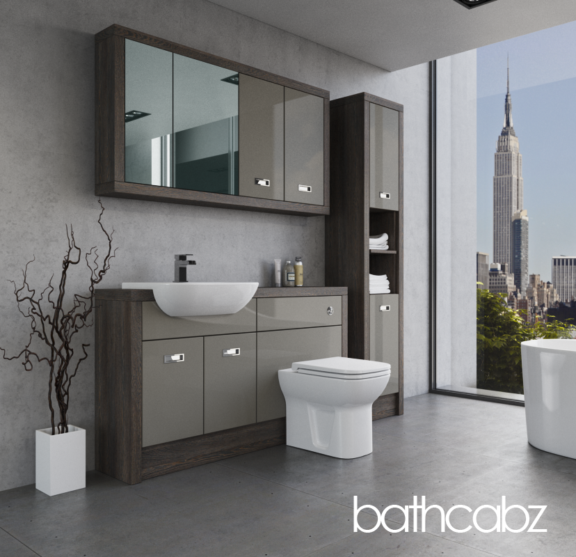 ATHENA NORWICH OAK BASE, WALL & TALL UNIT BATHROOM FITTED FURNITURE