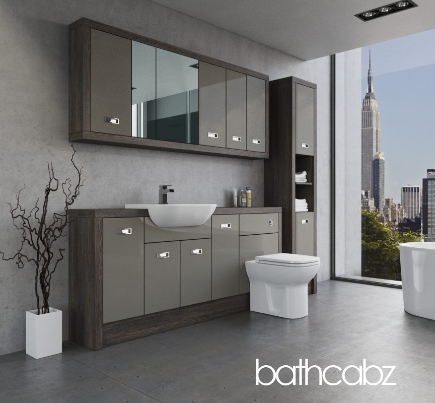 ATHENA NORWICH OAK BASE, WALL & TALL UNIT BATHROOM FITTED FURNITURE