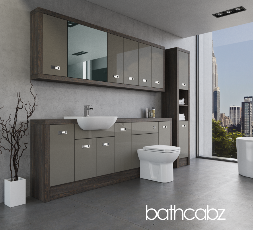 ATHENA NORWICH OAK BASE, WALL & TALL UNIT BATHROOM FITTED FURNITURE