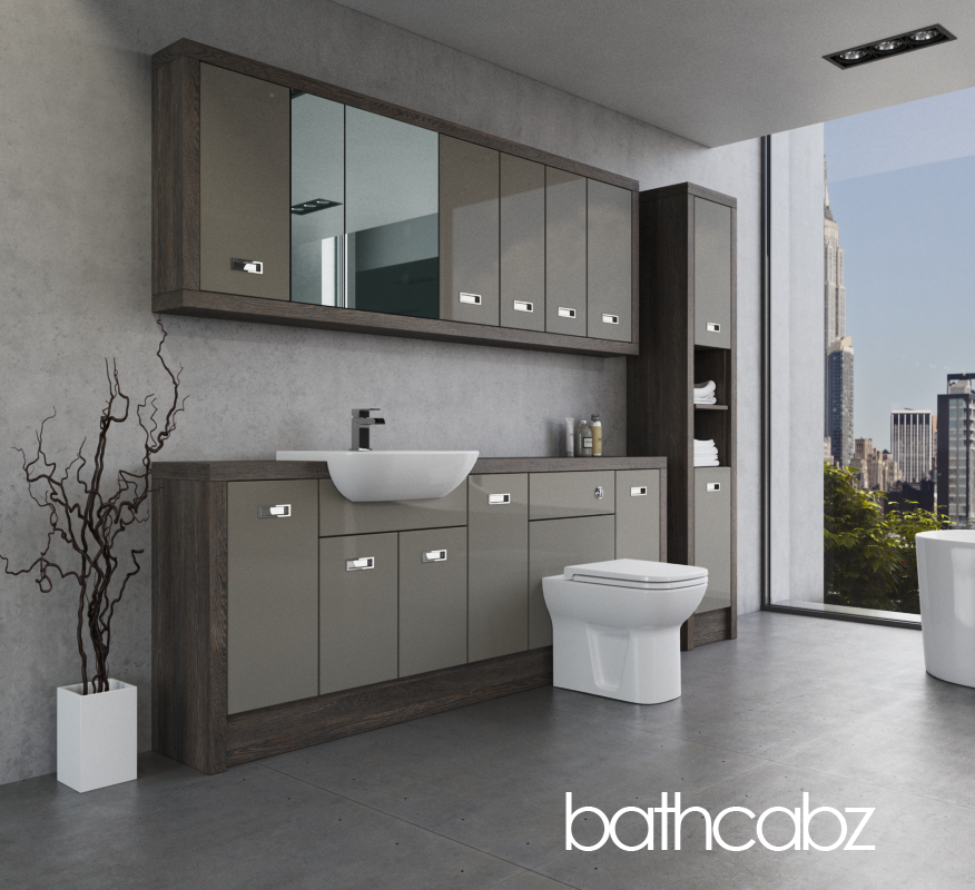 ATHENA NORWICH OAK BASE, WALL & TALL UNIT BATHROOM FITTED FURNITURE