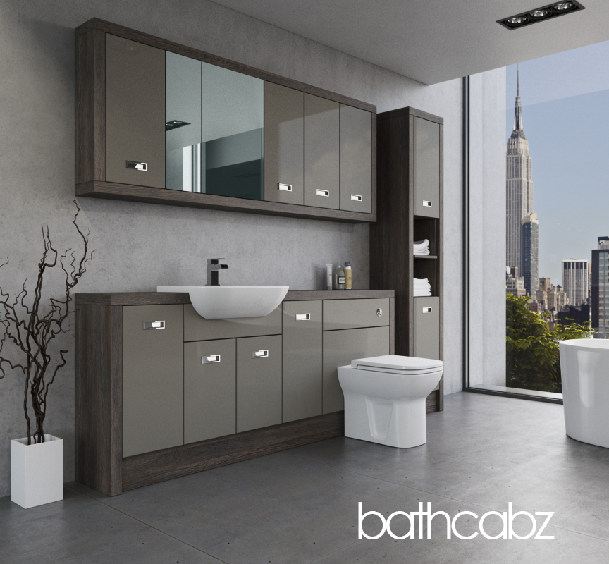 ATHENA NORWICH OAK BASE, WALL & TALL UNIT BATHROOM FITTED FURNITURE