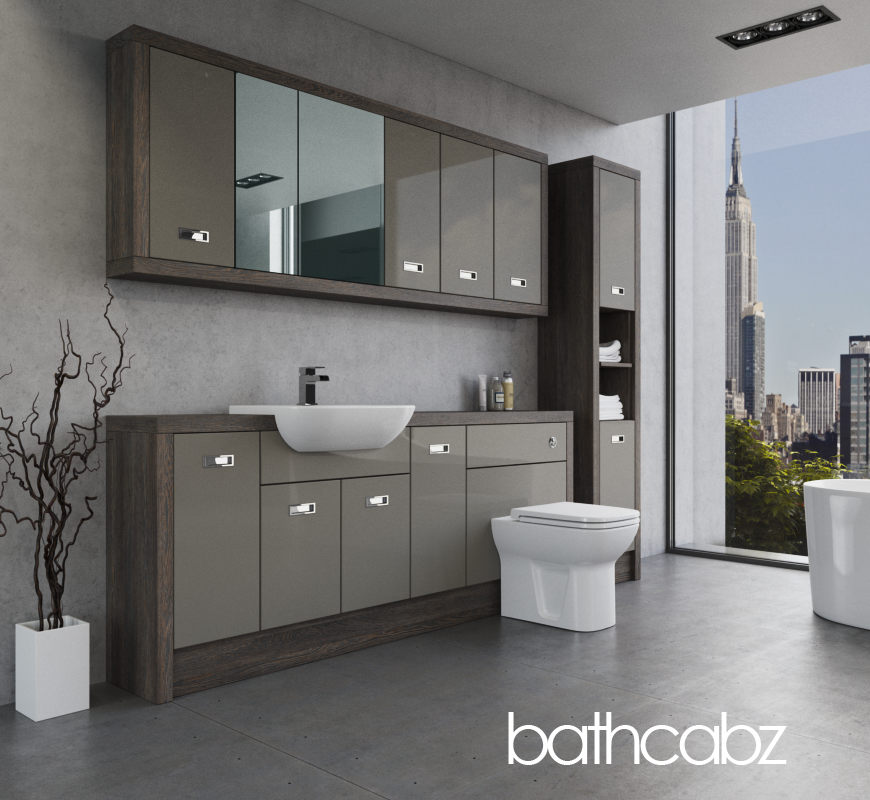 ATHENA NORWICH OAK BASE, WALL & TALL UNIT BATHROOM FITTED FURNITURE