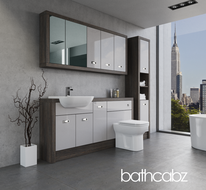 ATHENA NORWICH OAK BASE, WALL & TALL UNIT BATHROOM FITTED FURNITURE
