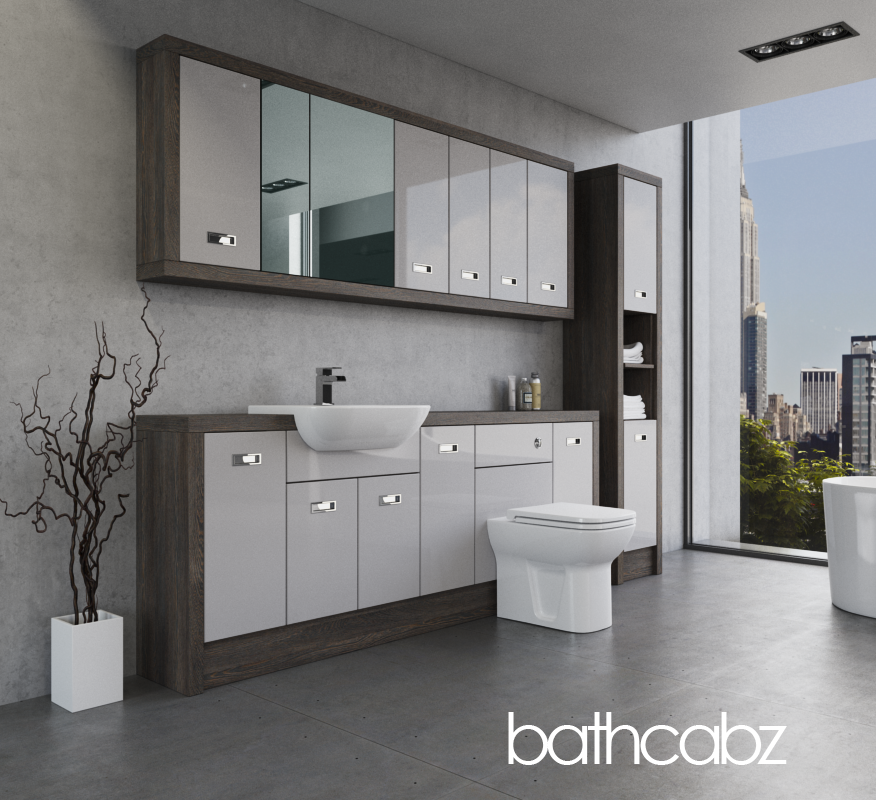 ATHENA NORWICH OAK BASE, WALL & TALL UNIT BATHROOM FITTED FURNITURE