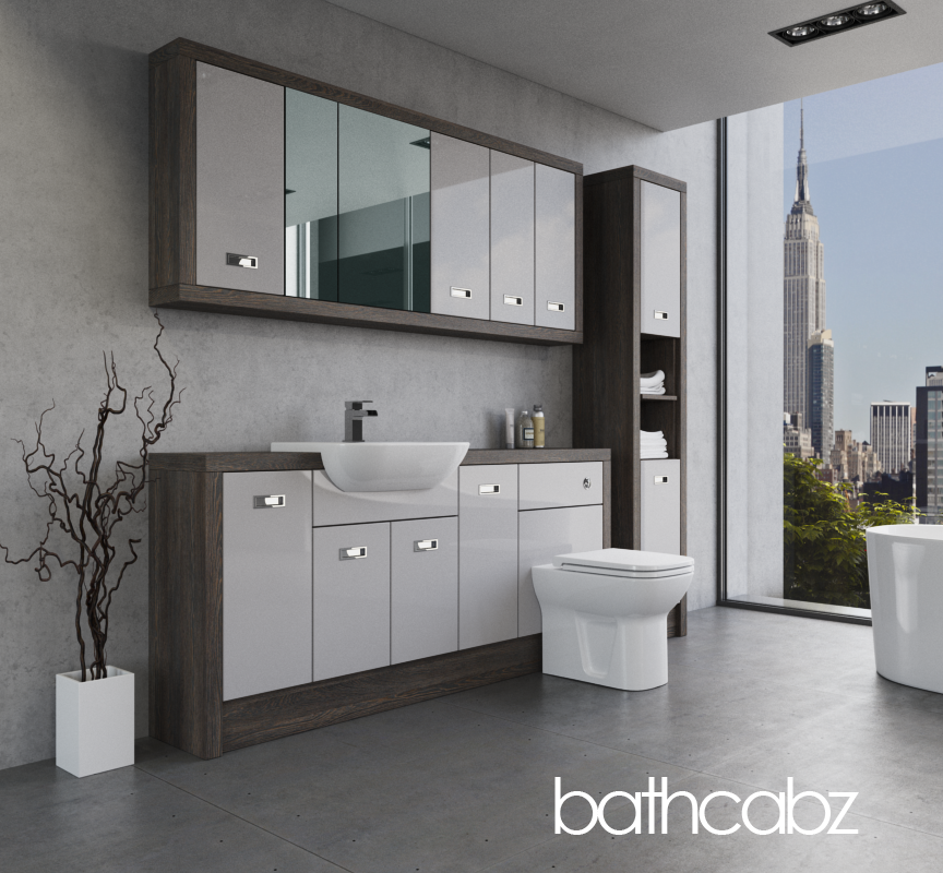 ATHENA NORWICH OAK BASE, WALL & TALL UNIT BATHROOM FITTED FURNITURE